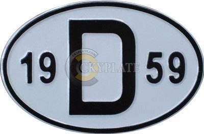 Oval shape number plate with D letter