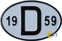 Oval shape number plate with D letter
